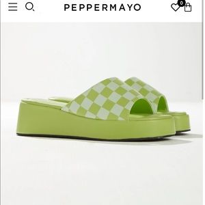 Peppermayo Avenue Cult Kimora Mule - Lime Checkerboard